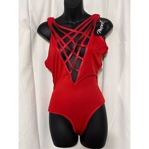 NEW WITH TAGS‎ Mapale sexy One Piece BODYSUIT ROMPER SIZE SMALL RED